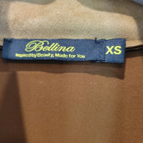 Bellina XS Faux Suede Tan Open Front Long Jacket NWOT - Picture 9 of 9